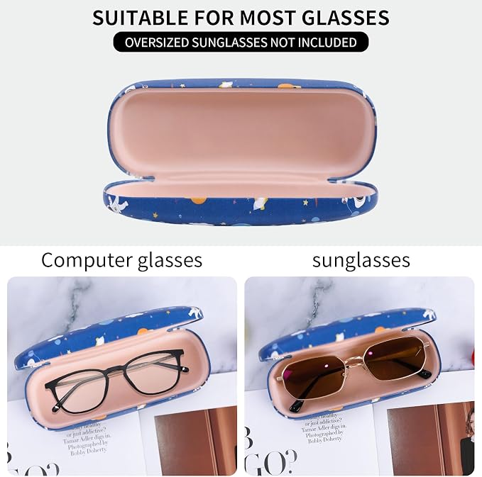 PERFECTSIGHT Hard Shell Eyeglasses Case, Kawaii Protective Glasses Case for Kids, Cute Eyeglass Case for Women Men Girls