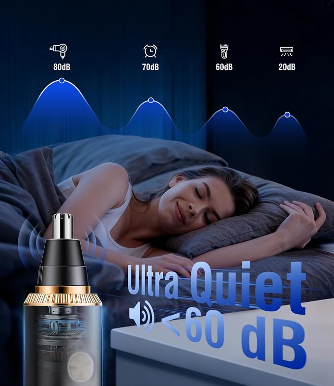 Nose Hair Trimmer for Men, 3-in-1 Professional Painless USB-C Rechargeable Eyebrow & Facial Nose Trimmer for Men Women, LED Display Trimmer with Powerful Motor and Dual-Edge Blades, Gold