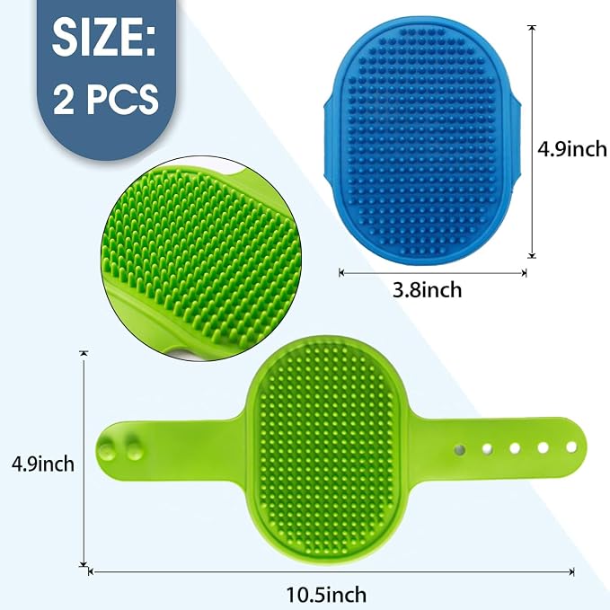 Dog Grooming Brush, Pet Shampoo Bath Brush Dog Grooming Shedding Brush Soothing Massage Rubber Comb with Adjustable Ring Handle for Long Short Haired Dogs and Cats 2pcs