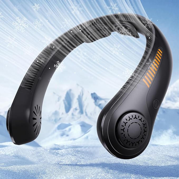 Portable Neck Fan Rechargeable, 5 Speeds, Lightweight, Long Lasting, Battery Operated All-Around Cooling Quiet Personal Fans for Travel Camping Cooling Essentials, Birthday Gifts for Women Men Mom Dad