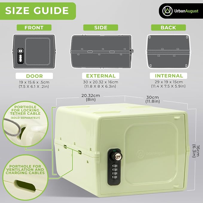 Urban August Dual Combination & Keyed Lockbox - Lockable Box for Everyday Use - Multi-Purpose lock for Home & Office Safety - Made of Industrial-Grade Plastic - One Size (Spring Green)