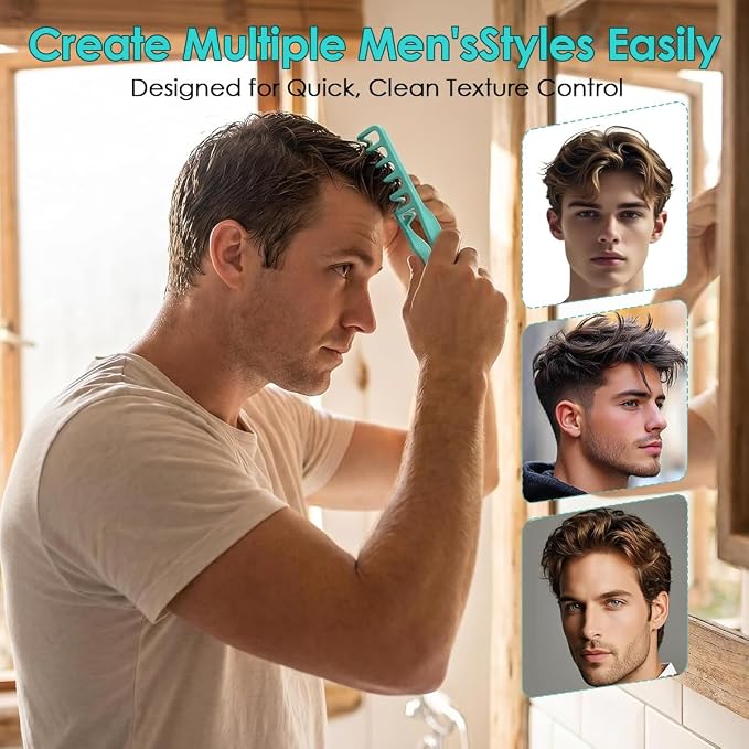 Texture Comb Wide-Tooth Hair Styling Comb for Root Lift,Turquoise | Wide-Tooth Styling Comb Helps Create Natural Root Lift,Fluffy Volume,Textured Hairstyles for Daily Styling,Bangs,Flat Hair