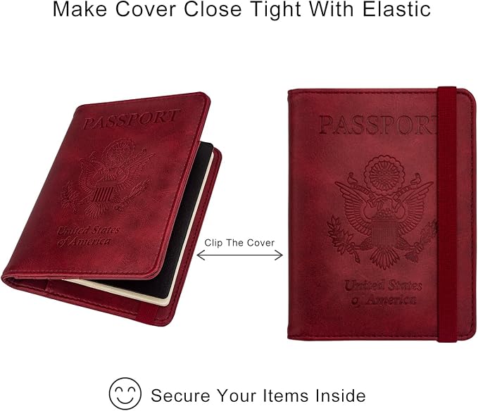 WALNEW Passport Holder for Travel, RFID Passport Cover Wallet for Women Men, PU Leather Passport Book Card Holder Case with Pen, Travelling Essentials for Flying | PU Leather Passport Cover Case with Pen Holder, Travel Must Haves Accessories, Passport ...