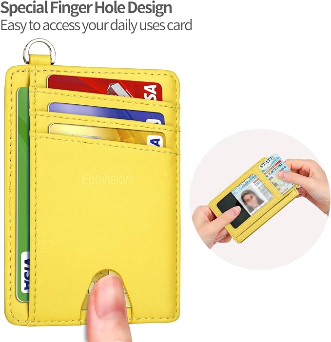 Slim Minimalist Front Pocket Wallet, RFID Blocking Credit Card Holder Wallet with Detachable D-Shackle for Men Women