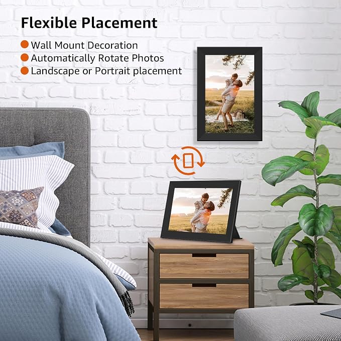 FRAMEO Digital Picture Frame WiFi 10.1 inch Digital Photo Frame Auto-Rotate | Slideshow Electronic Picture Frame HD IPS Touch Screen,Great, Easy to Set up and use Share Photos/Videos Best Gift