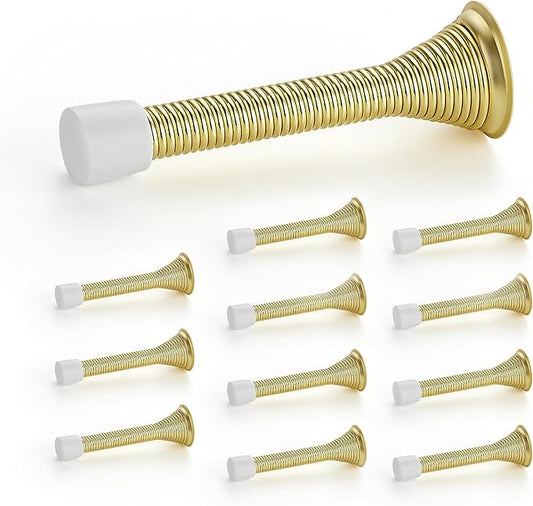 Ravinte Door Stoppers, 12 Pack Gold Spring Door Stops with Rubber Bumper, Door Stoppers for Bottom of Door