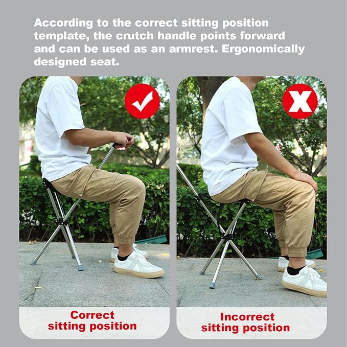 Folding Cane with Seat, Walking Sticks Seat for Seniors | Ergonomic Support Crutch Stool Mobility Aids for Outdoor Trip Park Visit Travel Climbing Hiking Picnic