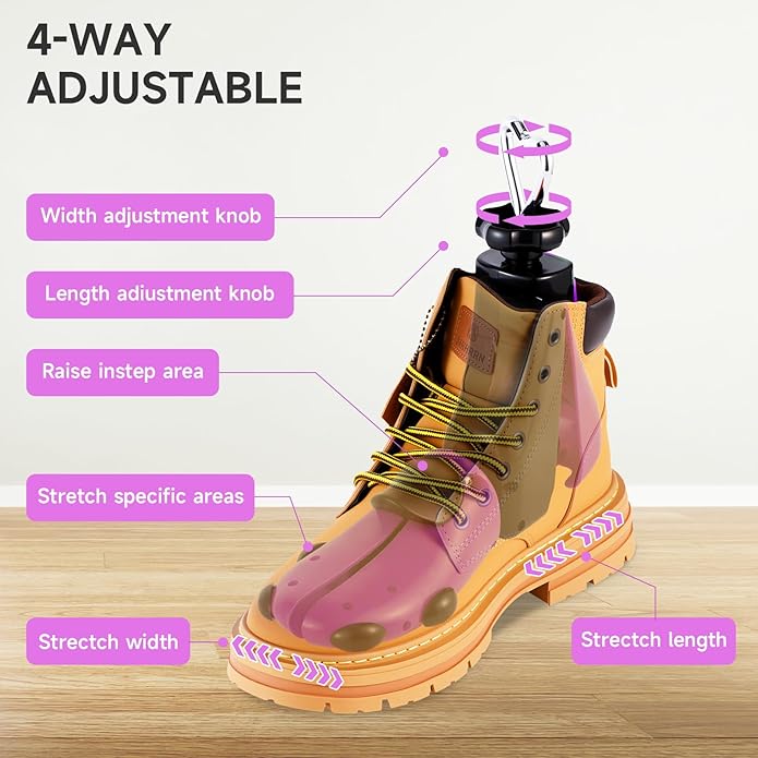 Shoe Stretcher Men, Women Leather Boot Stretcher for Wide Feets, Shoe Tree Adjustable Boot Widener Stretcher