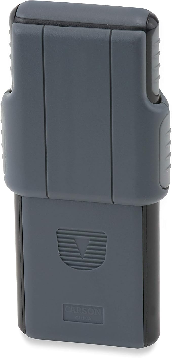 Carson 5x MiniBrite LED Lighted Slide-Out Aspheric Magnifier with Protective Sleeve - Set of 4 (PO-55MU),Gray