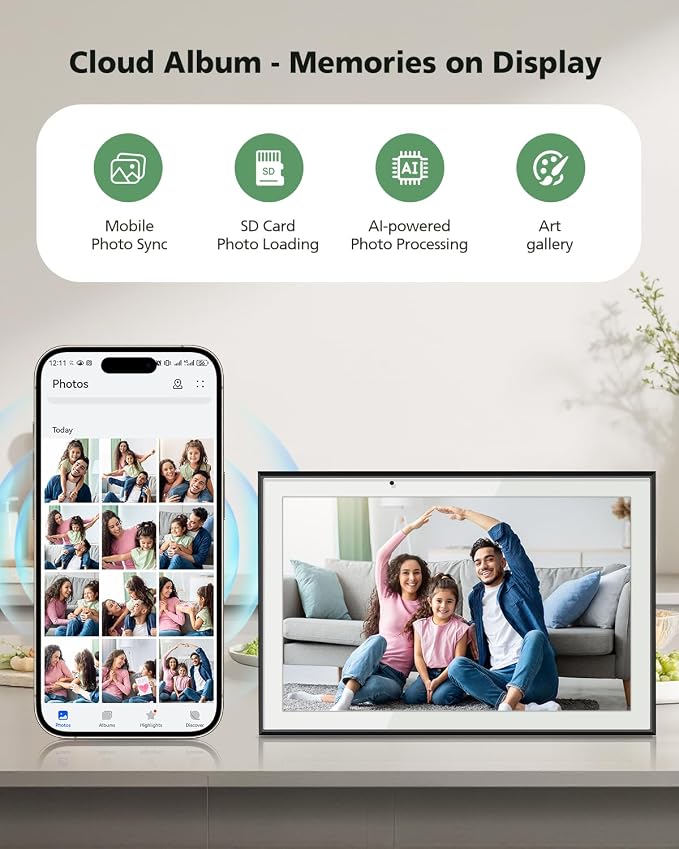 15.6 Inch Digital Calendar Chore Chart, Smart Digital Calendar Wall Planner Picture Frame with HD Touch Screen, Desk & Wall Mount Planner for Family Schedules(White)