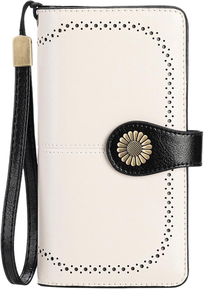 SENDEFN Wallets for Women Leather Credit Card Holder with RFID Blocking Large Capacity Wristlet | with RFID Blocking