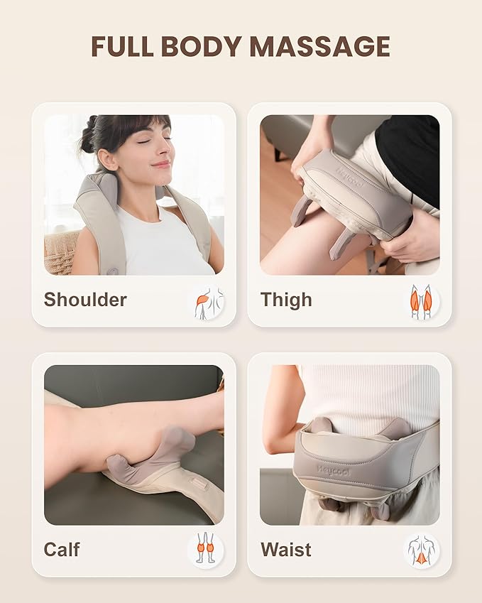 Cordless Neck Massager with Heat, FSA Eligible HSA 4D Deep Kneading Neck Shoulder Massager for Pain, Wireless Shiatsu Back Massager Pillow, Gifts for Men, Women Rechargeable