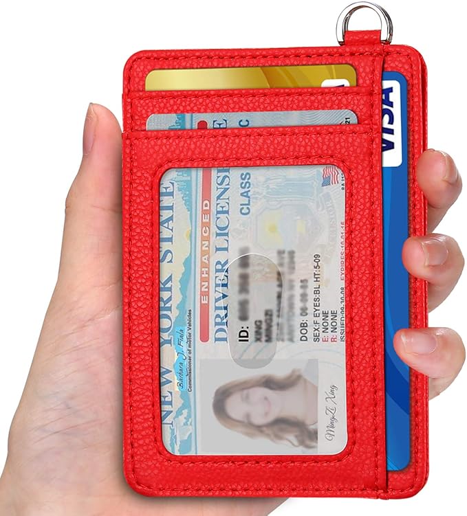 Slim Minimalist Front Pocket Wallet, RFID Blocking Credit Card Holder Wallet with Detachable D-Shackle for Men Women