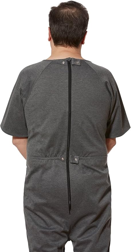 Ovidis Dementia Clothes - Alzheimers Anti-Strip Jumpsuit with Back-Zipper for Elderly Men - Bobby