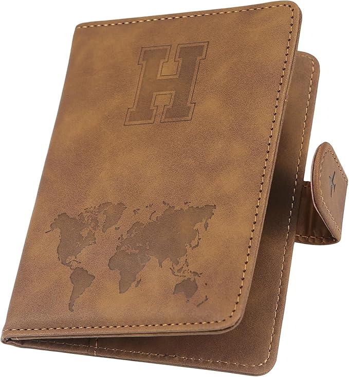 ILIYAH-Passport Cover-Passport Holder Travel Wallet-RFID Blocking Passport Case Travel Accessories Card Holder Wallet Unisex Travel Gifts (Brown H)