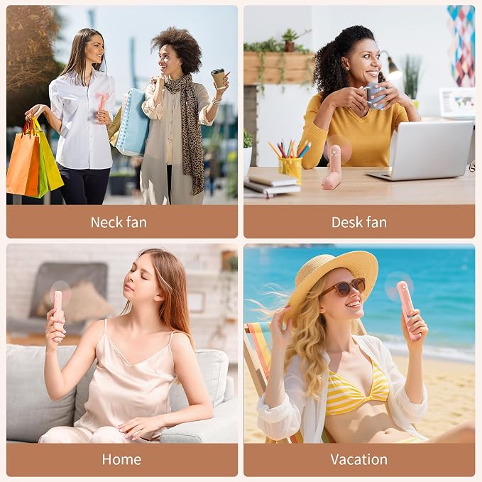 Morelax Portable Fan, Mini Handheld Fan with Power Bank, Cute USB Rechargeable Pocket Fan, Foldable Small Cooling Fan with LED Light, Personal Travel Fan,Summer,Beach Essentials,Summer Gift for Women