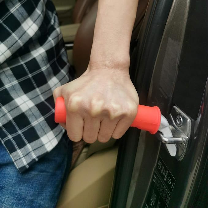Valorcielo Car Door Handle for Elderly, 300 lb Support, Red 2 Pack | Auto cane portable vehicle support handle with non-slip grip, a car door assist bar for more confident entry and exit