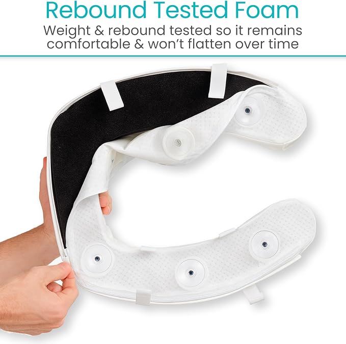 Vive Toilet Seat Cushion - Padded Soft Cushioned Foam - Fits All Toilets | Easy Clean Bathroom Attachment - Elongated, Standard Seats - Comfort & Support Donut for Handicap Adults