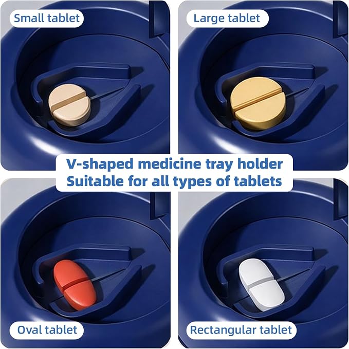 Pill Cutter Splitter for Small and Tiny Pills, 2-in-1 Mini Pill Crusher Grinder, Precise Cutting for Pills Vitamins, Portable for Travel & Pet (Blue)