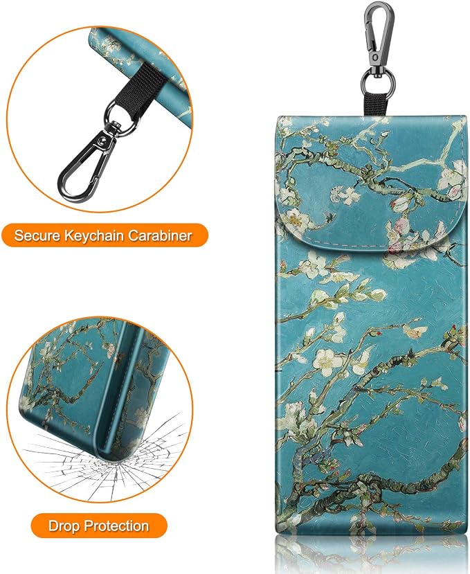 FINTIE Double Glasses Case with Carabiner Hook, Portable Vegan Leather Eyeglass Case Anti-scratch Sunglasses Pouch