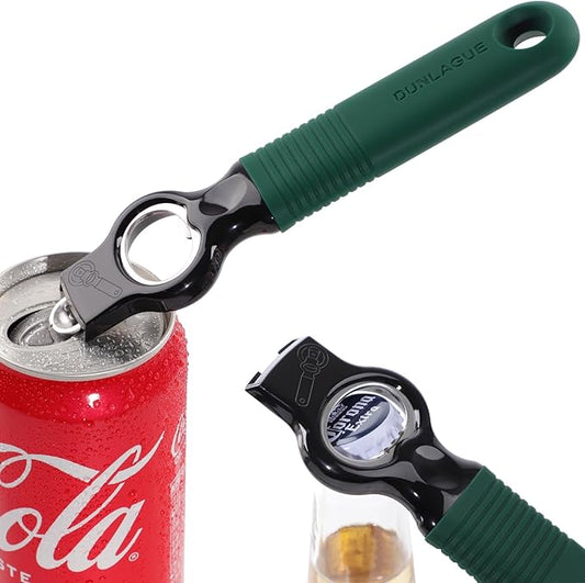 2-Pack Magnetic Beer Bottle Opener & Soda Can Opener, 2-in-1 Bottle Opener and Can Tab Opener Tool for Bartender, Long Nails, Arthritis, Silicone Handle with Build in Magnet - Deep Green