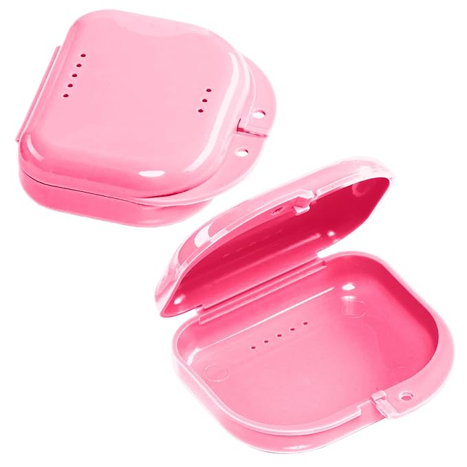 Pink Retainer Case Box - Individually Sealed, Dental Storage Container for Retainers, Aligners, Mouth Guards, Invisalign - Bag of 12 Cases