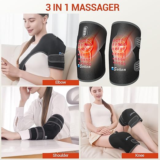 Red Light Therapy & Vibration Massage Knee Brace- 660nm&850nm Red Light Therapy Heated Device for Knee/Joint/Elbow/Shoulder Pain Relief, Faster Recovery- Infrared Light Therapy for Faster Recovery - Great for Athletes & Beyond