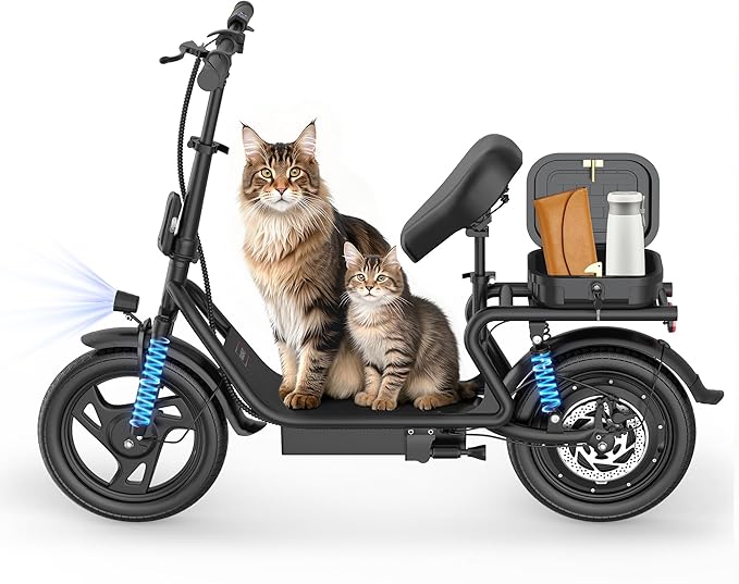 Maxshot Electric Scooter, 8.5" /10" /14" Tire, 16/19/22 Mph Top Speed, 12/16/21/27/28/49/50 Miles Long Range, Folding Escooter for Adults and Kids with Seat Bag, Dual Braking, Dual Suspension, App