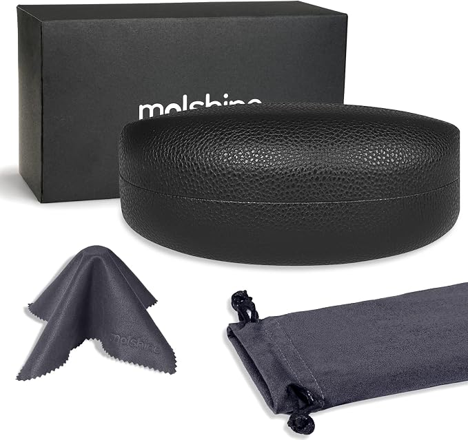 molshine Hard Shell Sunglasses Case,Classic Large Glasses Case for Sunglass,Eyeglasses with Cleaning Cloth,Pouch