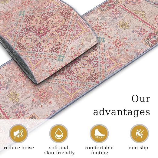 8”x 30” Carpet Stair, Anti-Slip Carpet Treads for Wooden Steps, Self-Adhesive Decorative Stair Runners, Slip-Resistant Treads for Indoor Wooden Staircases (4, Pink, 8X30 inch)