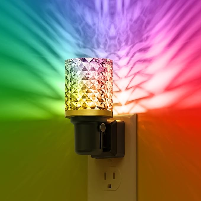L LOHAS LED Night Light, Dimmable Night Lights Plug into Wall | Color Changing Nightlight RGB with Auto Light Sensor, 0-100LM Adjustable Brightness LED Night Light