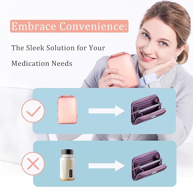 Pill Organizer with 161 Medicine Labels, Purple Travel Pill Case | Compact 10-compartment pill case with 161 labels for daily vitamins, supplements, 7-day planning, purse, backpack, and travel