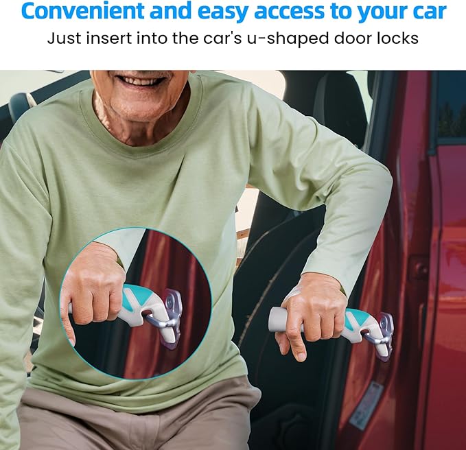 Car Handle Assist for Elderly Car Door Handle: Car Grab Handles - Standing Mobility Safety Tip to Help Get Out - Car Support Handle Portable Bar for Elderly & Seniors & Handicap - 2Pack