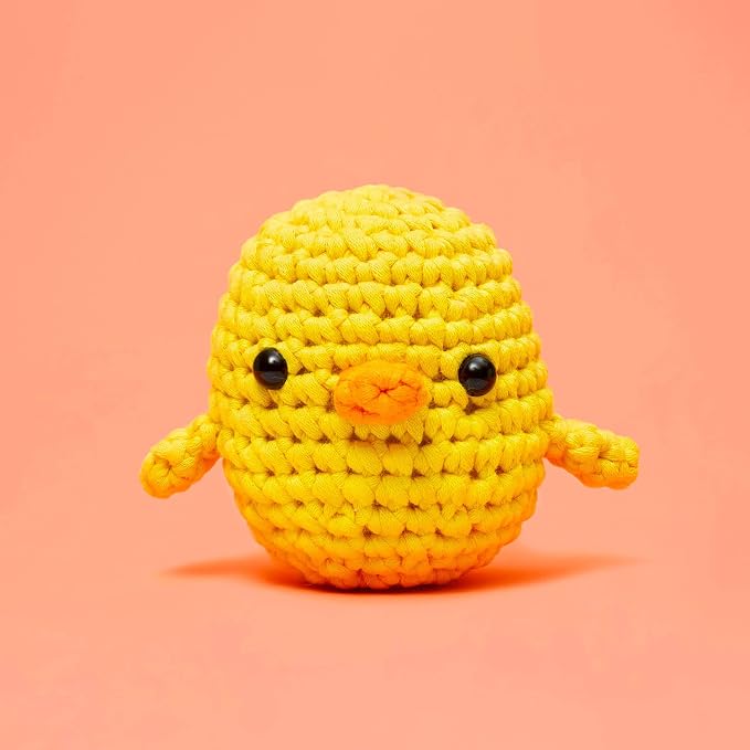 The Woobles Amigurumi Crochet Kit for Beginners (Kiki the Chick) | As seen on Shark Tank, Kit includes: Easy Peasy Yarn, pre-started piece, hook, safety eyes, stuffing, video tutorials