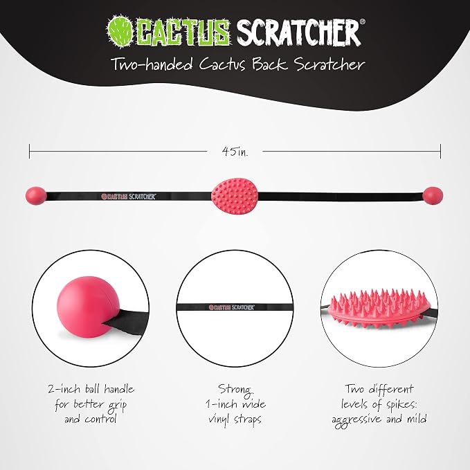 Original Back Scratcher - 2-Sided Back Scratching Tool for Hard-to-Reach Area, Durable 45" Strap with Ball Handles for Towel Like Operation, Universal Gifts for Men and Women, Pink
