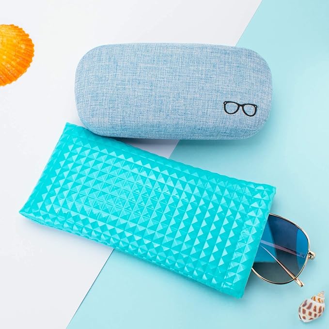 Vemiss Hard Shell Sunglasses Case, Large Linen Fabric Protective Glasses Case for Men Women