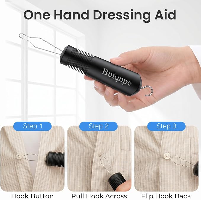 2-in-1 Button Hook & Zipper Pull Dressing Aid for Arthritis Seniors