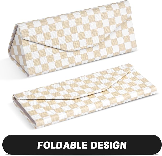 Sunglasses Case, Foldable Glasses Case, Magnetic PU Leather Hard Shell Folding Eyeglass Holder Box, Collapsible Unisex
