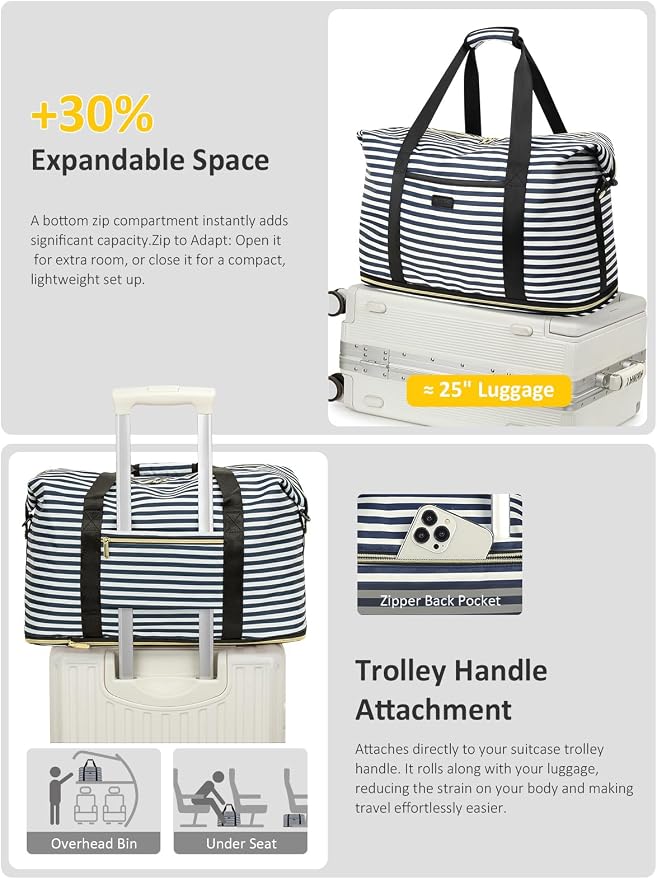 Expandable Travel Duffle Bags Weekender Overnight Bags for Women Men Hospital Bag for Women Labor Delivery with Toiletry Bag Waterproof