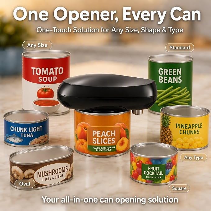 Electric Can Opener for Seniors, Arthritis & Weak Hands | Automatic Can Opener with Intelligent Auto Stop, Smooth Edge, LCD Battery Display, Child Lock, USB-C Rechargeable