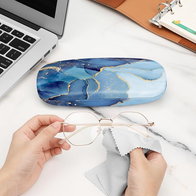 FINTIE Hard Shell Eyeglasses Case, Portable Protective Glasses Cover Eyeglass Holder Box with Cleaning Cloth for Men Women