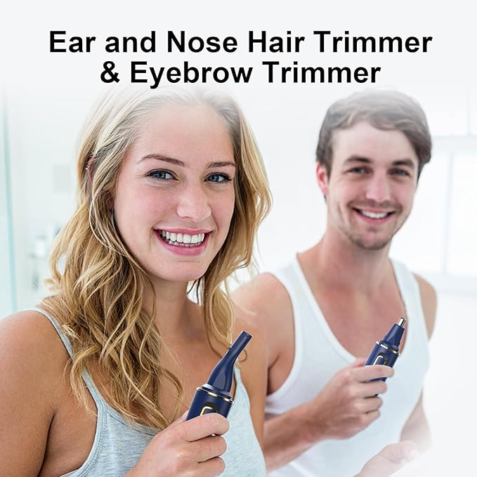 XOOMRSCP Nose Hair Trimmers for Men，Rechargeable Hair Trimmer 2 in 1 Painless Multifunctional Ear and Nose Hair Trimmer with IPX7 Waterproof Dual Edge Blades (Blue)