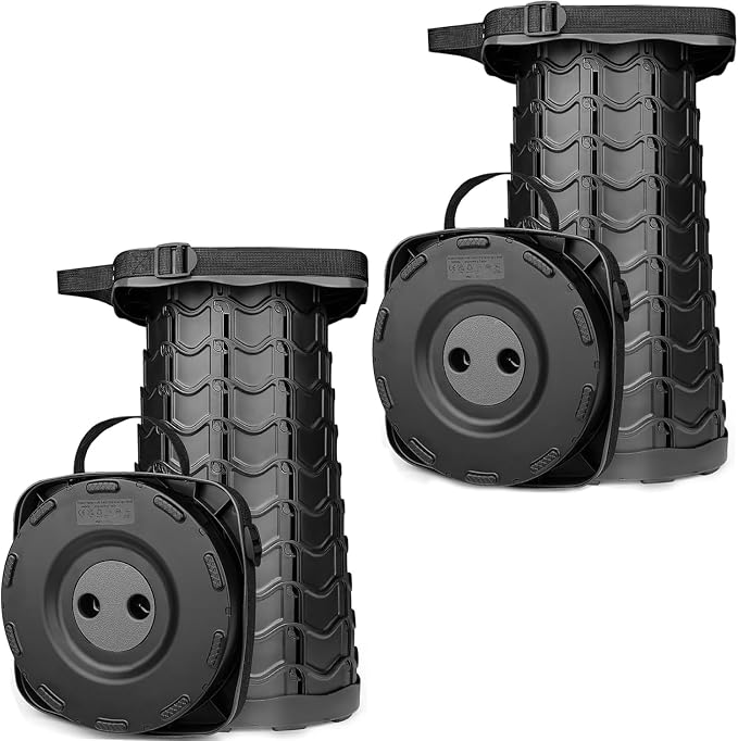 2 Pack Collapsible Stool, 400lbs Max Weight, Lightweight But Sturdy, Portable Retractable Folding Telescoping Foldable Camping Stool for Adults Outdoor Fishing Hiking BBQ