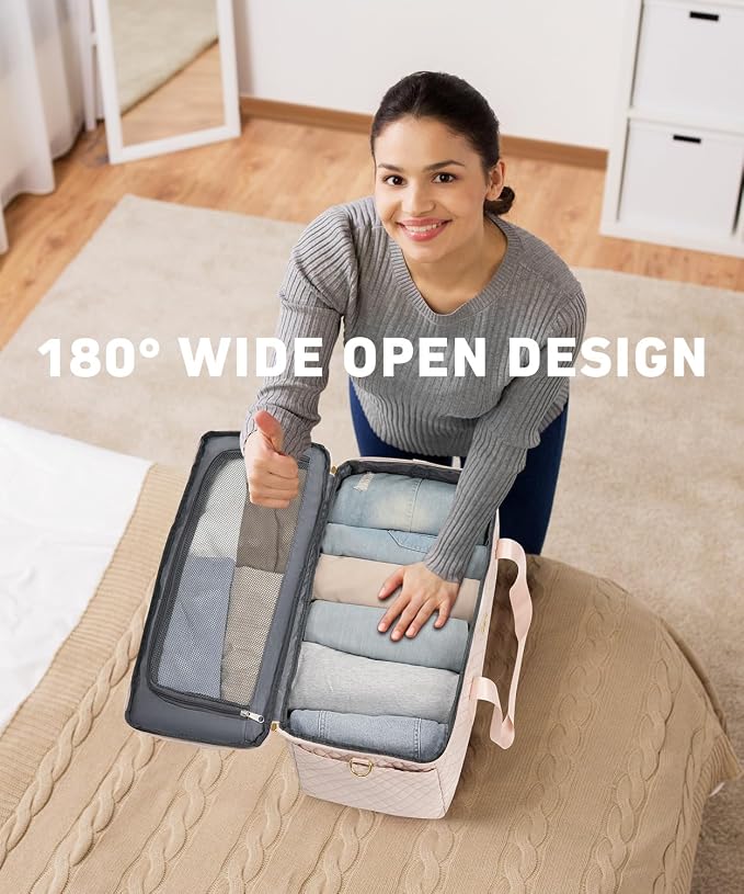 Weekender Bags for Women, Wide Open Large Travel Duffle Bag with Shoe Compartment, Overnight Carry on Bag Personal Item Travel Bag with Wet Pocket (Nude)