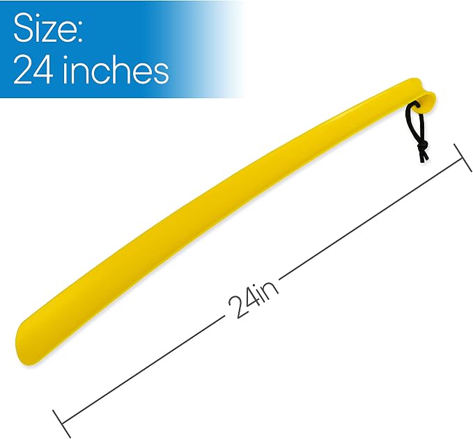 RMS 2 Pack Extra Long Handled Shoe Horn with Curved Handle and Hang Up Strap (24 inches)