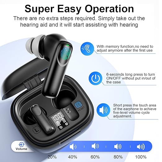 Digital Hearing Aids,Samildanach Noise Cancelling Hearing Amplifiers for Seniors with Bluetooth,Rechargeable Hearing earbuds with Crystal Clear Sound, and LED Power Display