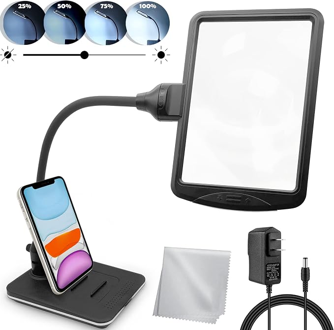 4X Gooseneck Magnifying Lamp Lighting with 28 SMD LEDs, Table Desktop Stand Magnifier Hands-Free for Hobby, Sewing, Crafts, Close Work, etc.