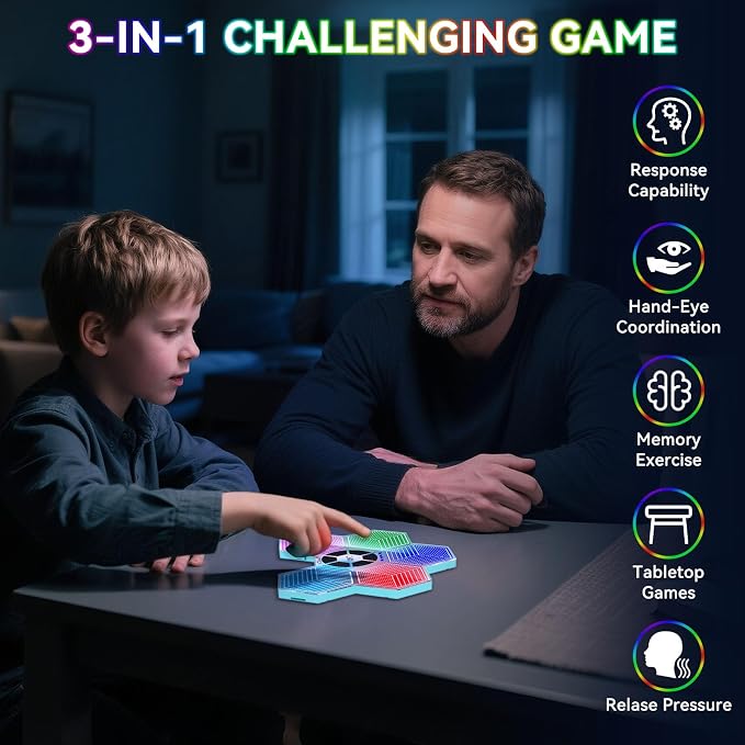 ETPlanet Light Up Memory Game Handheld Electronic Toys with Lights and Sound Effects, Smart Multi-Function Desktop Metronome, Puzzle Memory Rhythm Training Board Challenge for Kids Ages 3 4 5 6 and Up