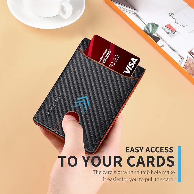 RUNBOX Wallet for Men, Slim Leather Bifold, RFID Blocking Card Holder | Minimalist Front Pocket Design, Credit Card Organizer, Holds 11 Cards, Large Capacity, Thin Profile, Birthday Gifts for Men