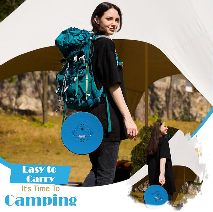 Collapsible Stool with Cushion,1000 lbs Capacity,19.7-in Adjustable Height | Wider & Taller Heavy Duty Portable Telescoping Folding Seat Chair for Adults Camping,Fishing,Travel,Queue Wait,Stadium View